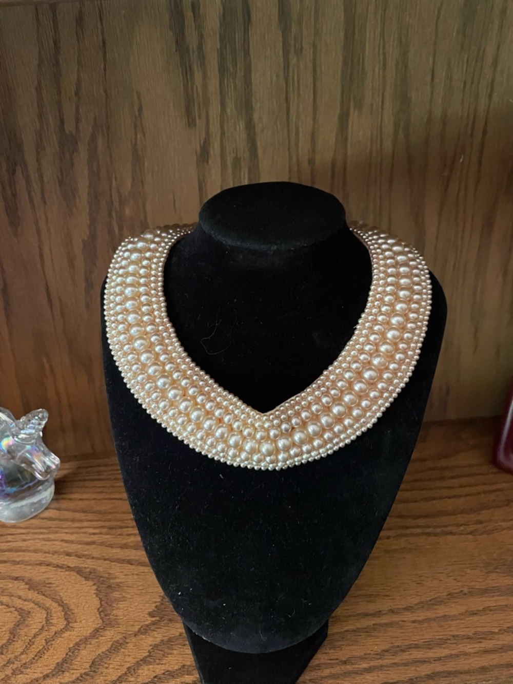Vintage Japan Faux Pearl Bib Collar Necklace